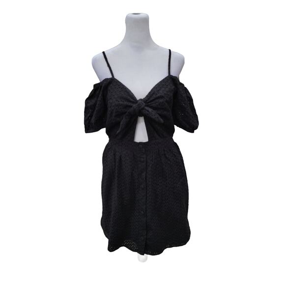 Zara Dresses & Skirts - ZARA Mini Dress Size Small Black Women's Cut out Eyelet Lace